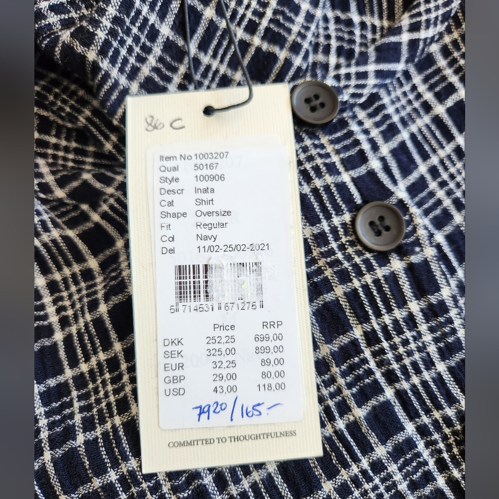 Button-Front Navy Plaid Blouse - Picture 7 of 9